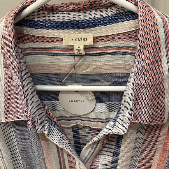 EN CRÈME STRIPPED BUTTON UP LONG SLEEVE BLOUSE - Picture 4 of 6